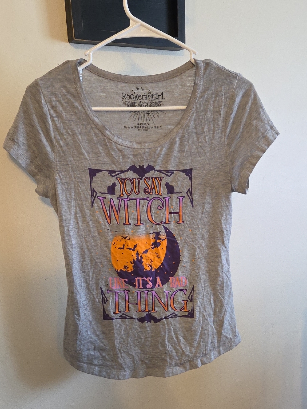 Gray Halloween Graphic Tee - "You Say Witch"